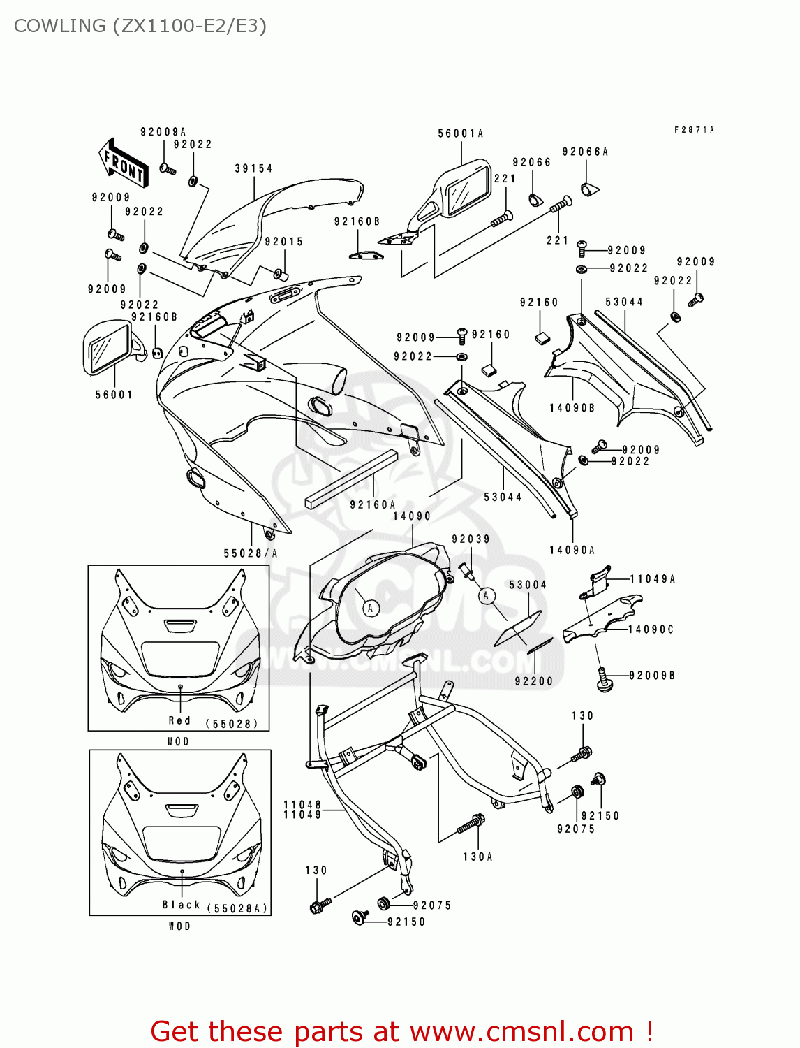 COWLING (ZX1100-E2/E3) ZX1100E2 GPZ1100 1996 USA CALIFORNIA CANADA