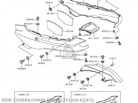 SIDE COVERS/CHAIN COVER(ZX1100-E2/E3) - ZX1100E2 GPZ1100 1996 USA CALIFORNIA CANADA