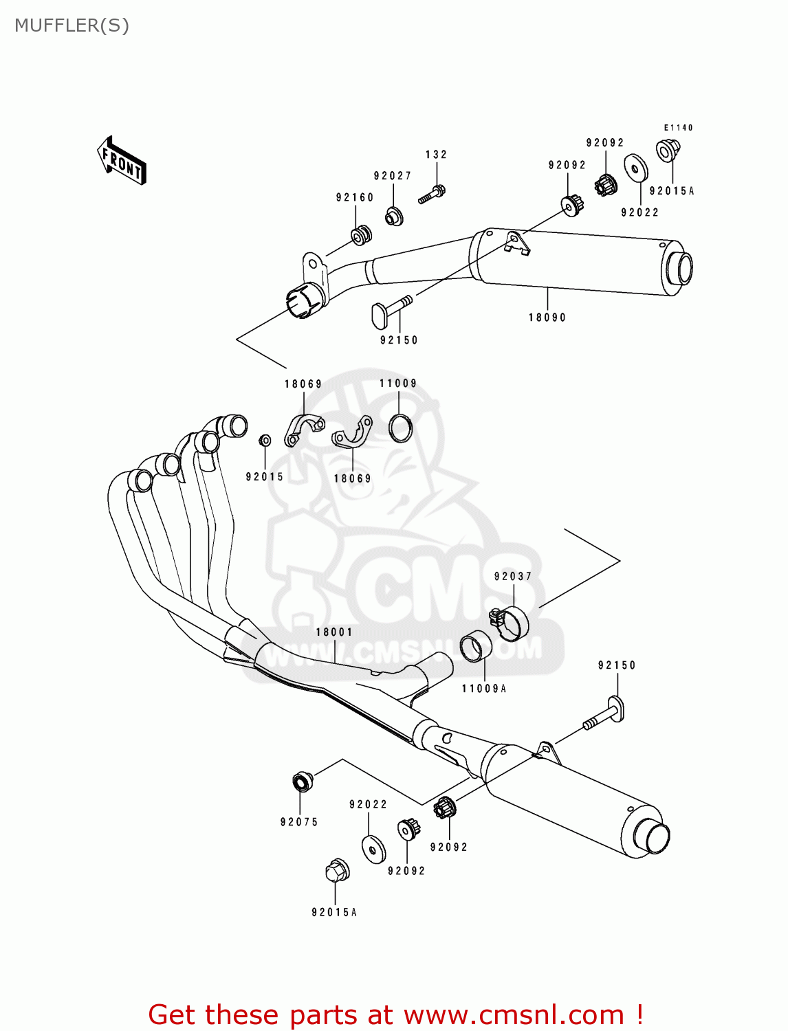 MUFFLER(S) ZX1100E3 GPZ1100 1997 CANADA