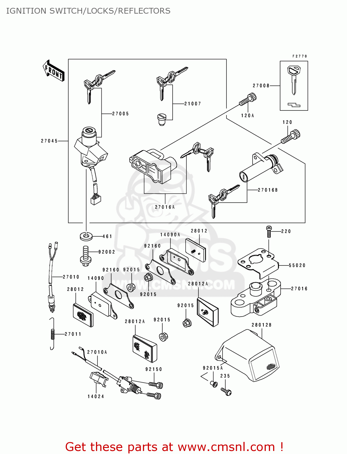 IGNITION SWITCH/LOCKS/REFLECTORS ZX1100E3 GPZ1100 1997 CANADA