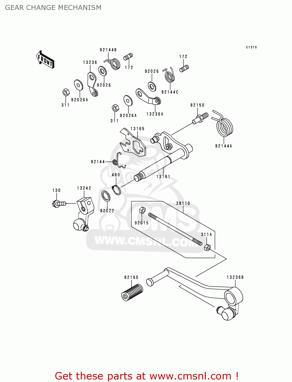 GEAR CHANGE MECHANISM ZX1100E4 GPZ1100 1998 EUROPE UK FR NL AR FG GR NR SP