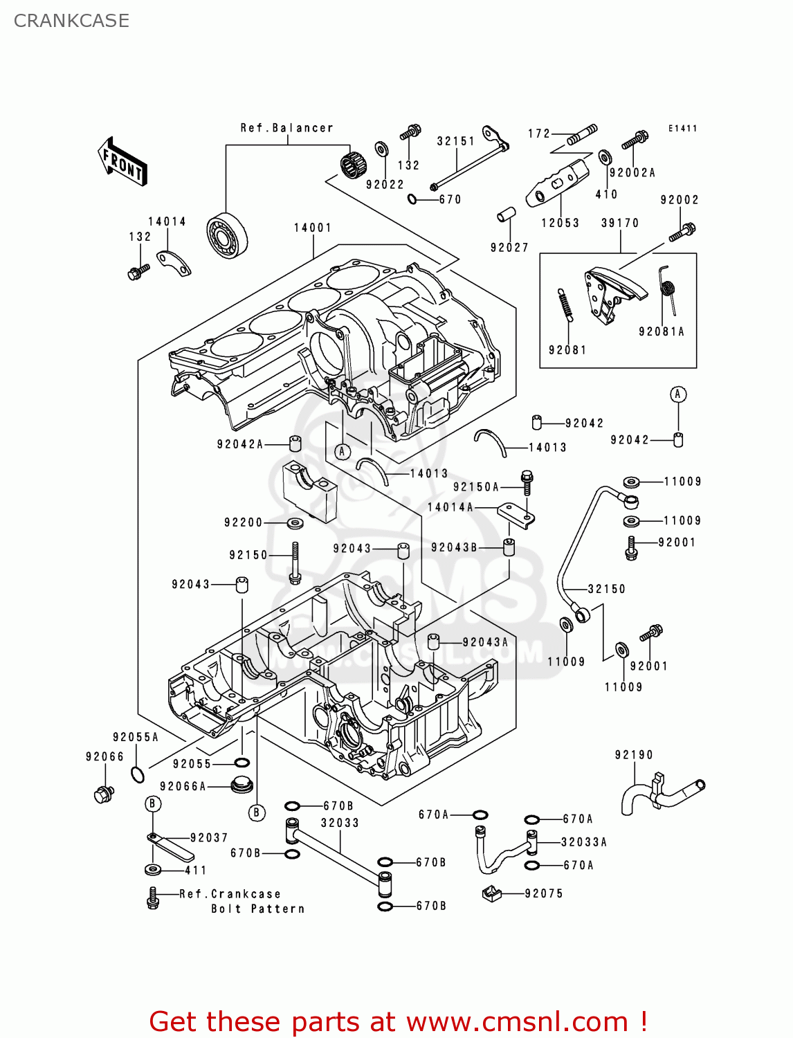 CRANKCASE ZX1100E4 GPZ1100 1998 EUROPE UK FR NL AR FG GR NR SP