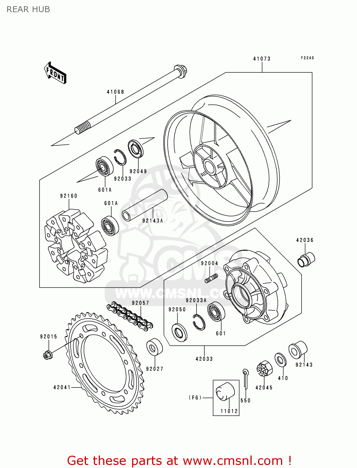REAR HUB ZX1100E4 GPZ1100 1998 EUROPE UK FR NL AR FG GR NR SP