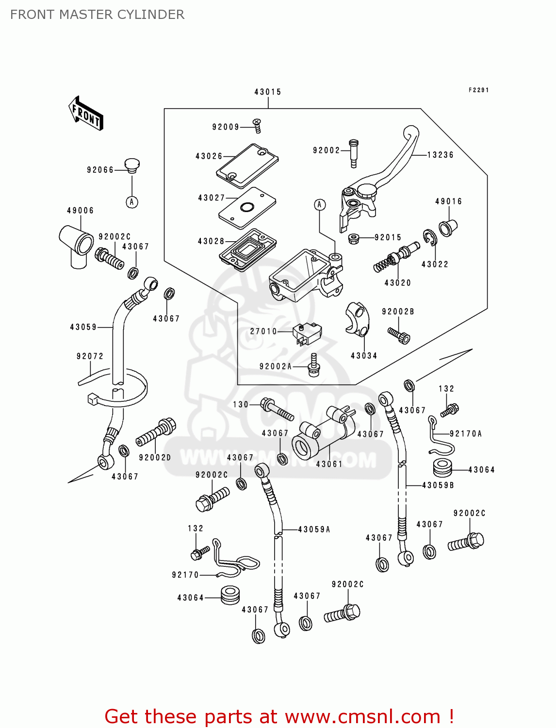 FRONT MASTER CYLINDER ZX1100E4 GPZ1100 1998 EUROPE UK FR NL AR FG GR NR SP