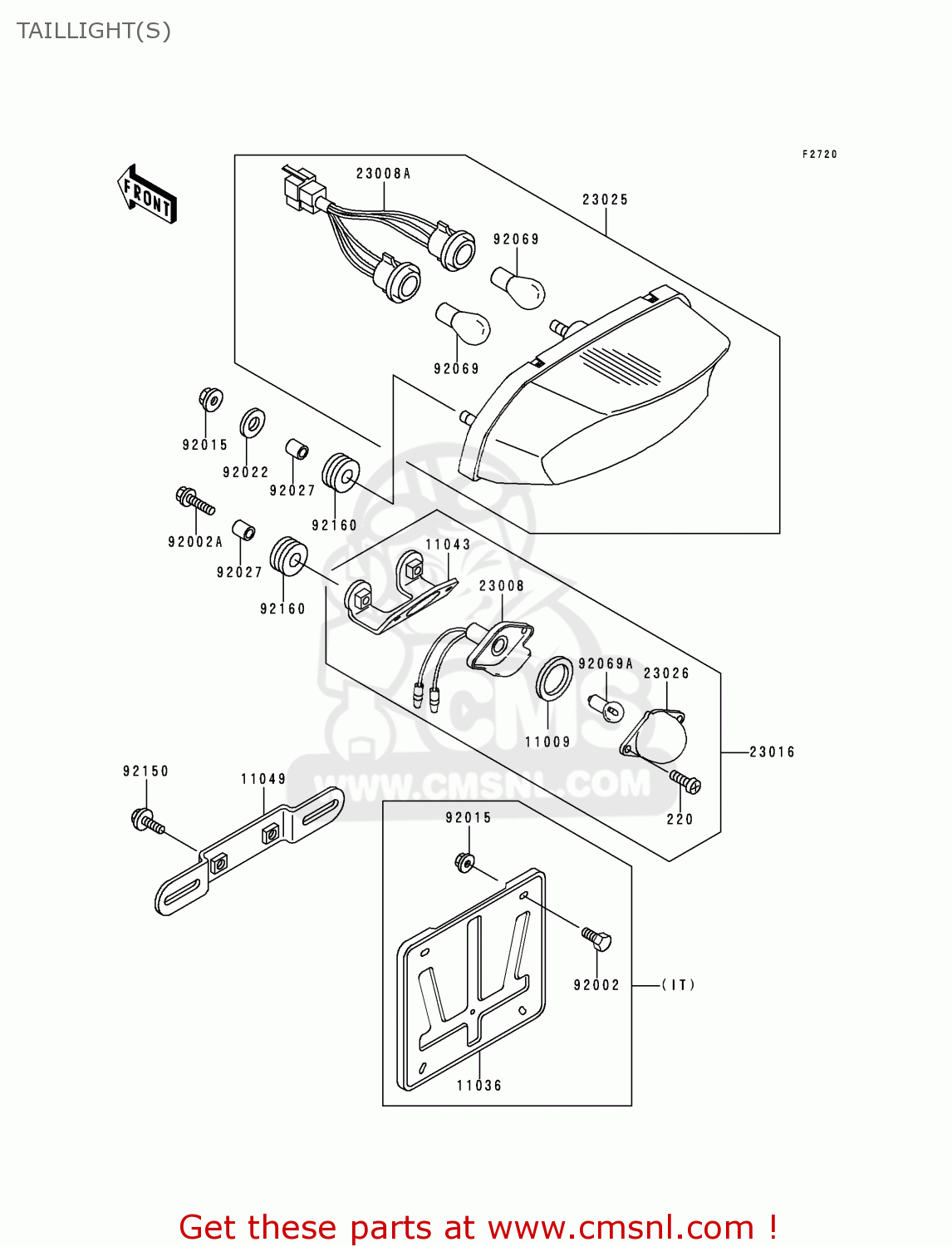 TAILLIGHT(S) ZX1100E4 GPZ1100 1998 EUROPE UK FR NL AR FG GR NR SP