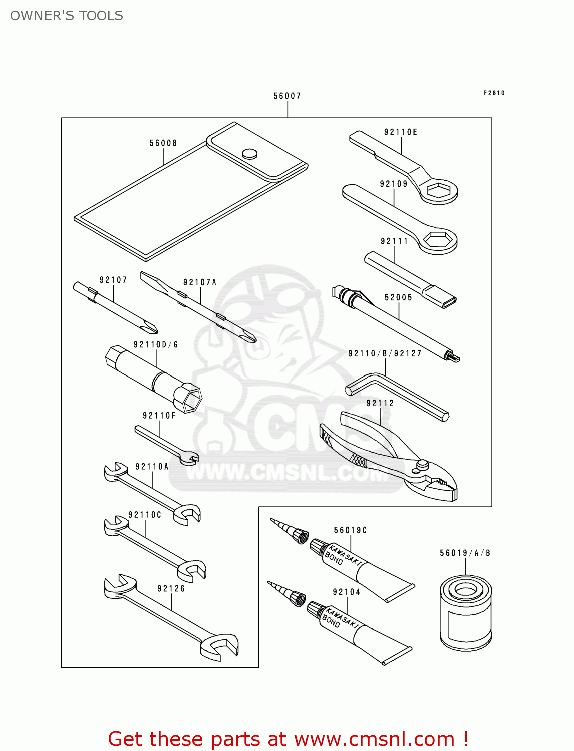 OWNER'S TOOLS ZX1100E4 GPZ1100 1998 EUROPE UK FR NL AR FG GR NR SP