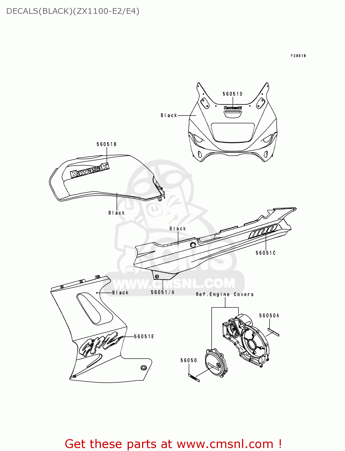 DECALS(BLACK)(ZX1100-E2/E4) ZX1100E4 GPZ1100 1998 EUROPE UK FR NL AR FG GR NR SP
