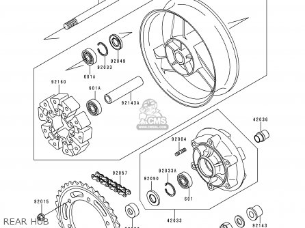 REAR HUB - ZX1100E4 GPZ1100 1998 EUROPE UK FR NL AR FG GR NR SP