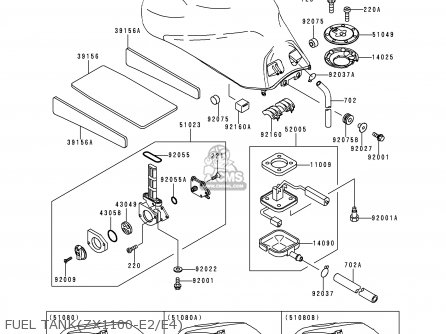 FUEL TANK(ZX1100-E2/E4) - ZX1100E4 GPZ1100 1998 EUROPE UK FR NL AR FG GR NR SP