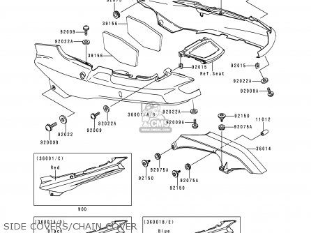 SIDE COVERS/CHAIN COVER - ZX1100E4 GPZ1100 1998 EUROPE UK FR NL AR FG GR NR SP