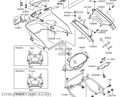 COWLING(ZX1100-E2/E4) - ZX1100E4 GPZ1100 1998 EUROPE UK FR NL AR FG GR NR SP