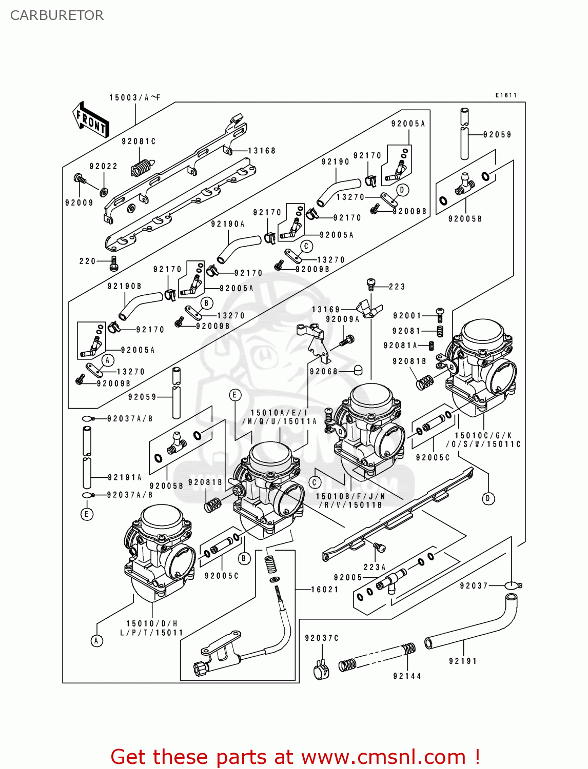 CARBURETOR ZX1100F1 GPZ1100 1996 EUROPE UK FR NL AR FG GR NR SD ST