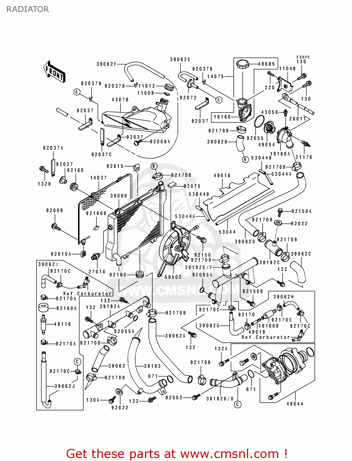 RADIATOR ZX1100F1 GPZ1100 1996 EUROPE UK FR NL AR FG GR NR SD ST