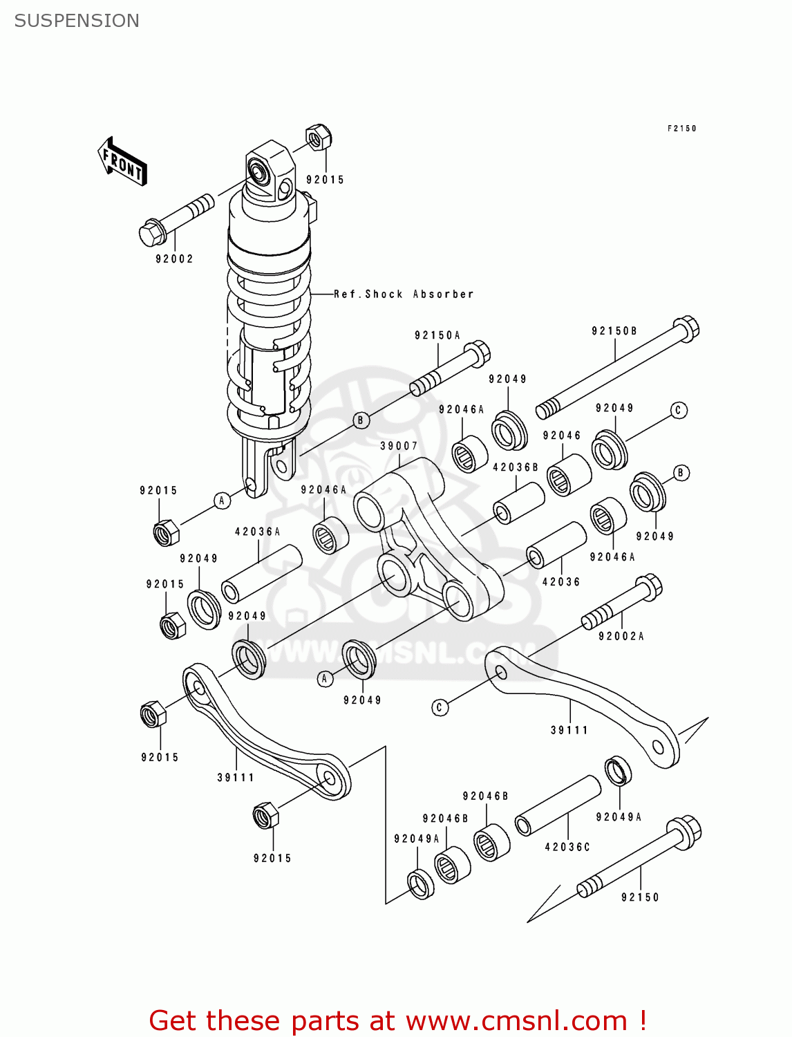 SUSPENSION ZX1100F1 GPZ1100 1996 EUROPE UK FR NL AR FG GR NR SD ST