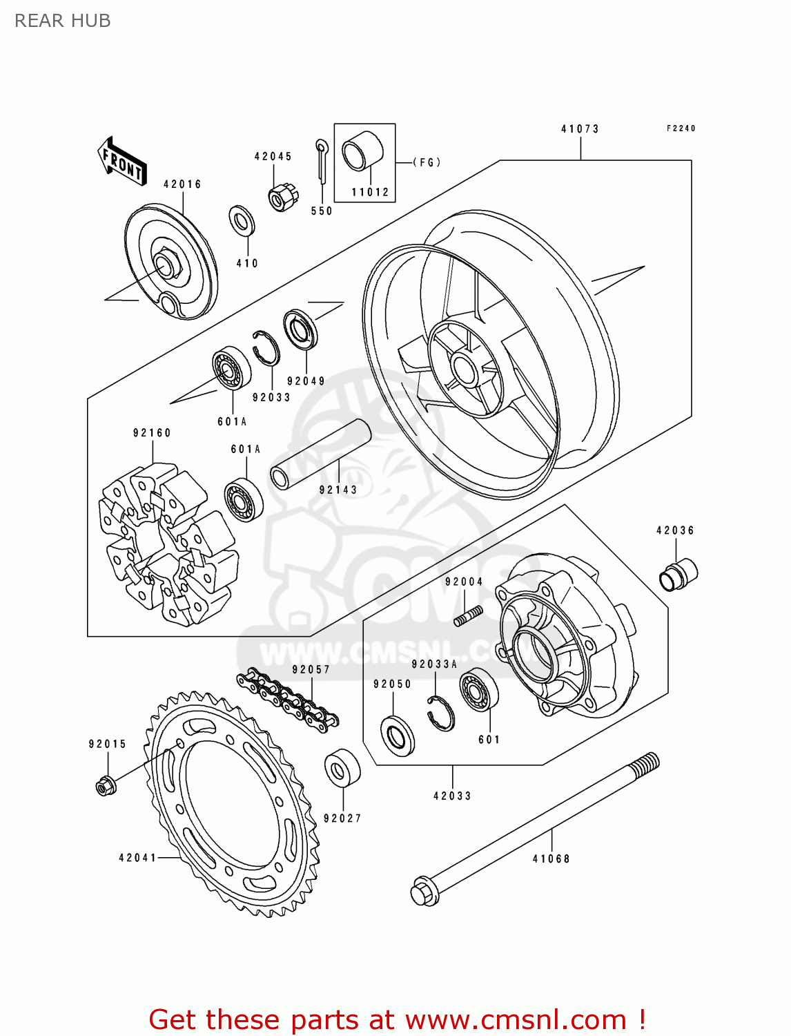 REAR HUB ZX1100F1 GPZ1100 1996 EUROPE UK FR NL AR FG GR NR SD ST