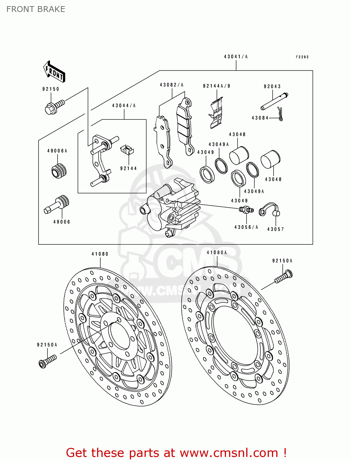 FRONT BRAKE ZX1100F1 GPZ1100 1996 EUROPE UK FR NL AR FG GR NR SD ST