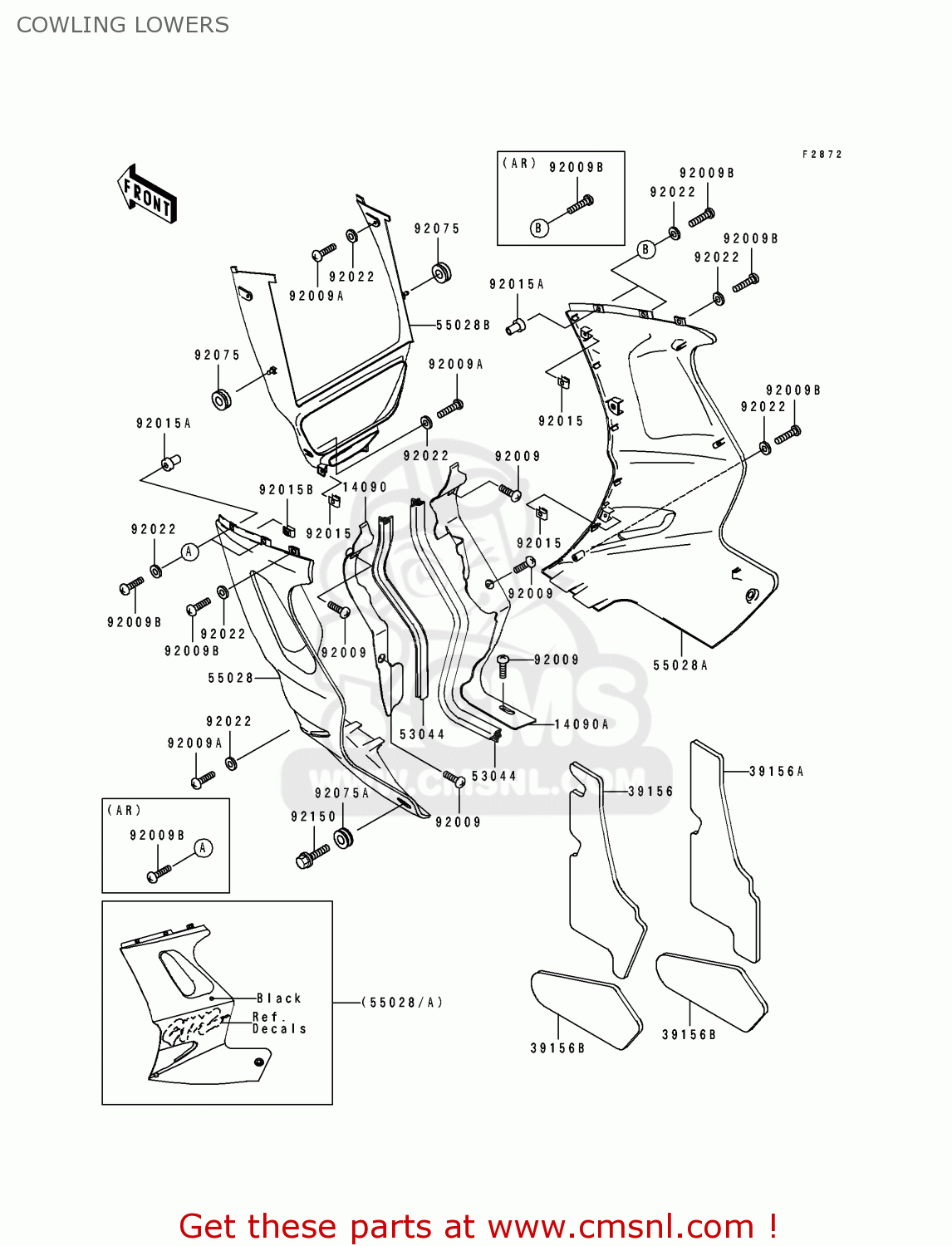 COWLING LOWERS ZX1100F1 GPZ1100 1996 EUROPE UK FR NL AR FG GR NR SD ST
