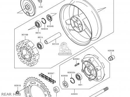 REAR HUB - ZX1100F1 GPZ1100 1996 EUROPE UK FR NL AR FG GR NR SD ST