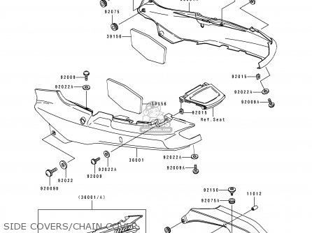 SIDE COVERS/CHAIN COVER - ZX1100F1 GPZ1100 1996 EUROPE UK FR NL AR FG GR NR SD ST
