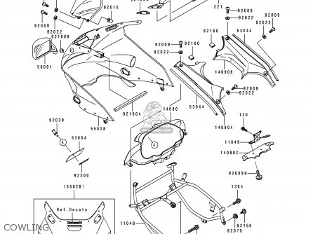 COWLING - ZX1100F1 GPZ1100 1996 EUROPE UK FR NL AR FG GR NR SD ST