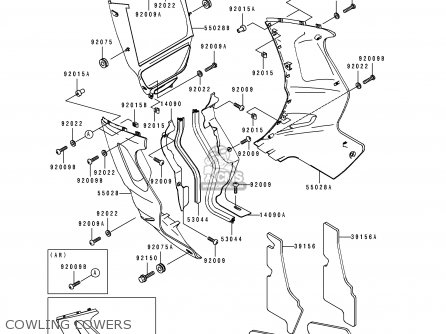 COWLING LOWERS - ZX1100F1 GPZ1100 1996 EUROPE UK FR NL AR FG GR NR SD ST
