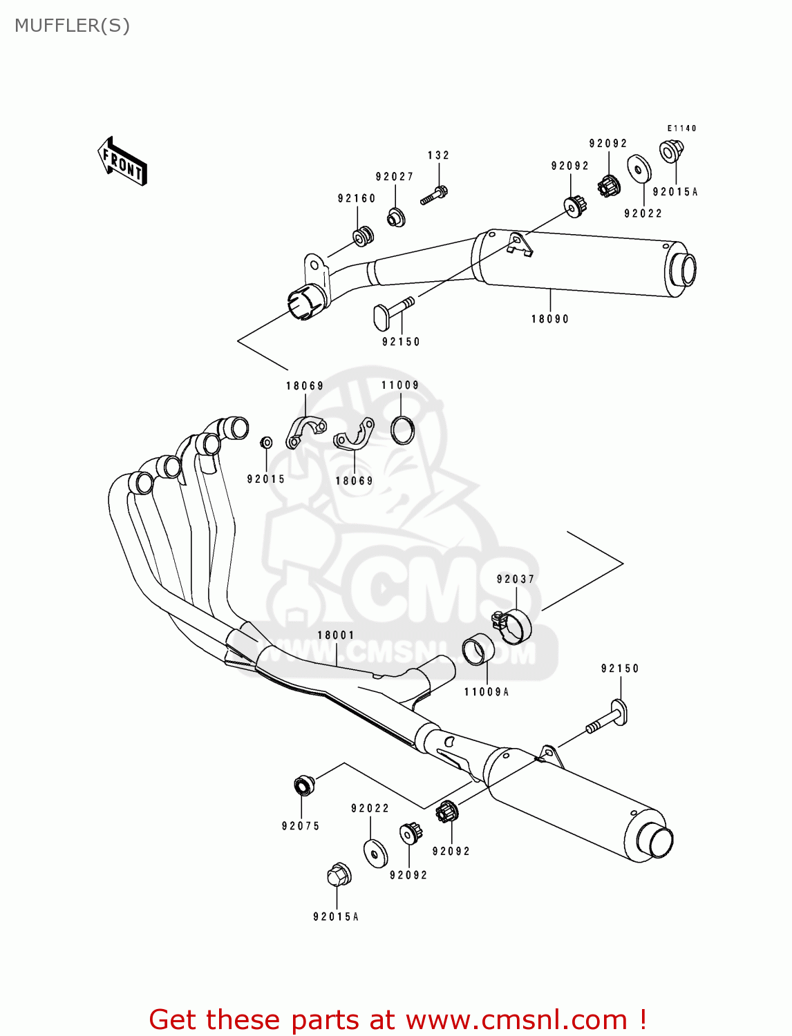 MUFFLER(S) ZX1100F1 GPZ1100 1996 USA CALIFORNIA / ABS