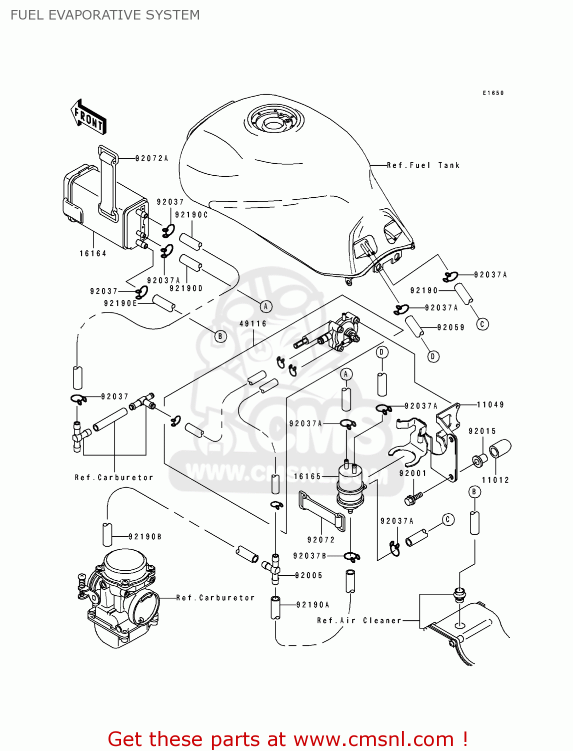 FUEL EVAPORATIVE SYSTEM ZX1100F1 GPZ1100 1996 USA CALIFORNIA / ABS