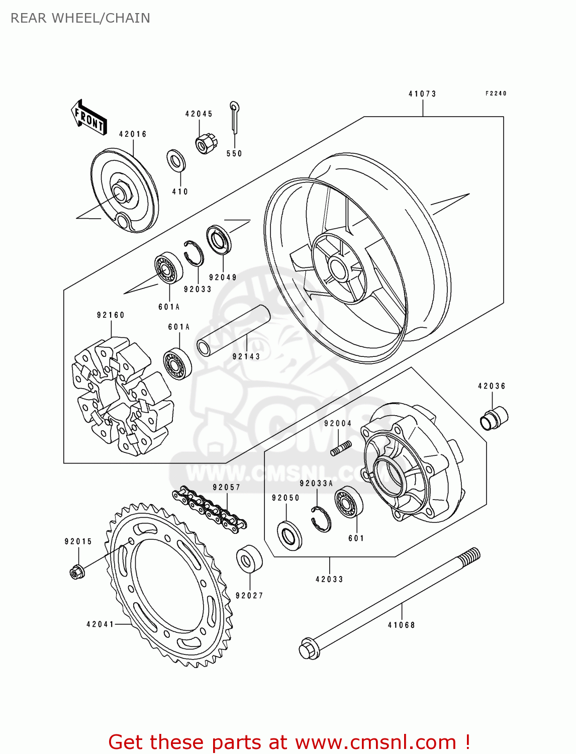 REAR WHEEL/CHAIN ZX1100F1 GPZ1100 1996 USA CALIFORNIA / ABS