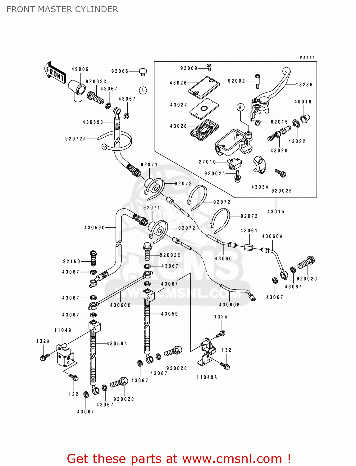 FRONT MASTER CYLINDER ZX1100F1 GPZ1100 1996 USA CALIFORNIA / ABS