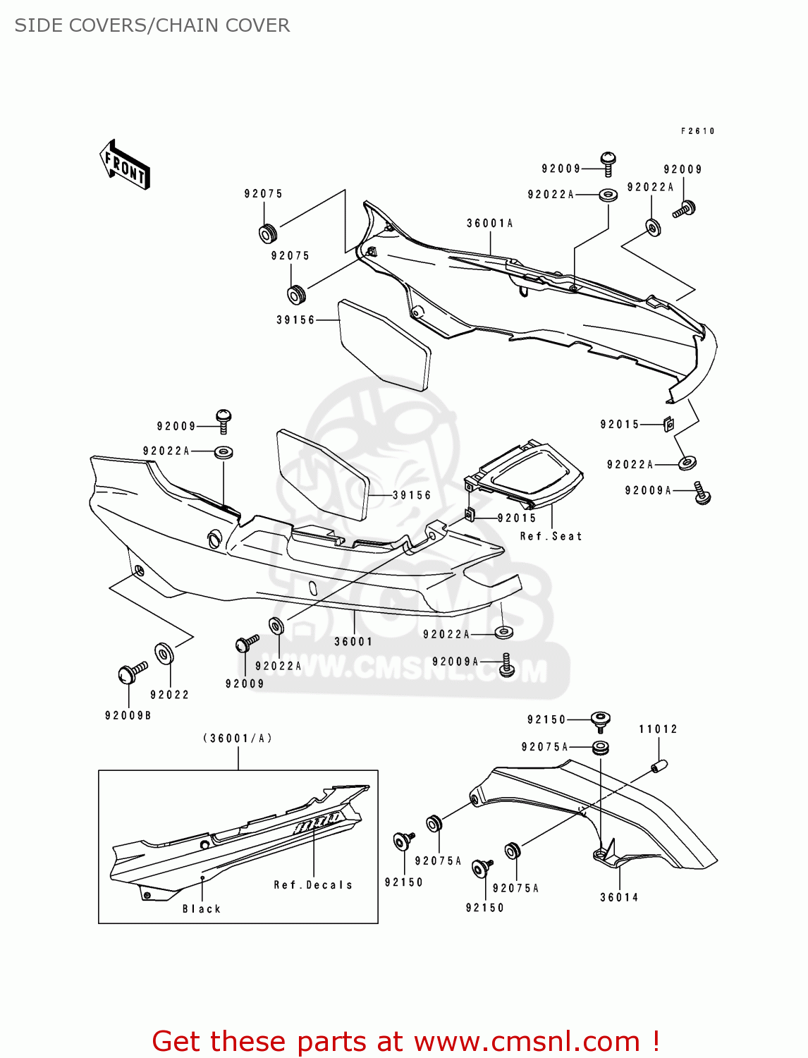 SIDE COVERS/CHAIN COVER ZX1100F1 GPZ1100 1996 USA CALIFORNIA / ABS