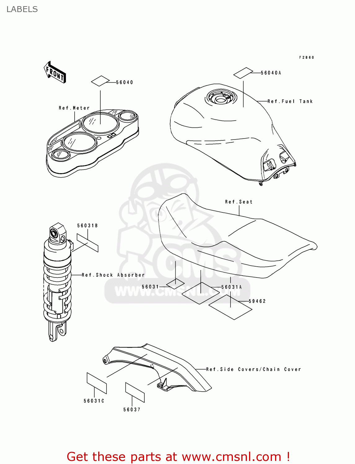 LABELS ZX1100F1 GPZ1100 1996 USA CALIFORNIA / ABS