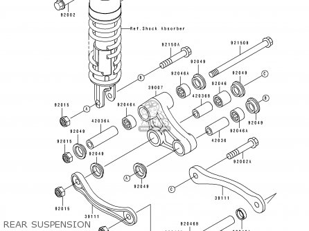 REAR SUSPENSION - ZX1100F1 GPZ1100 1996 USA CALIFORNIA / ABS