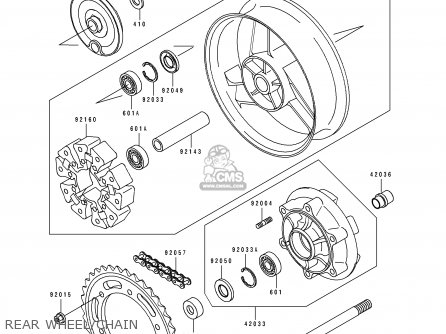 REAR WHEEL/CHAIN - ZX1100F1 GPZ1100 1996 USA CALIFORNIA / ABS