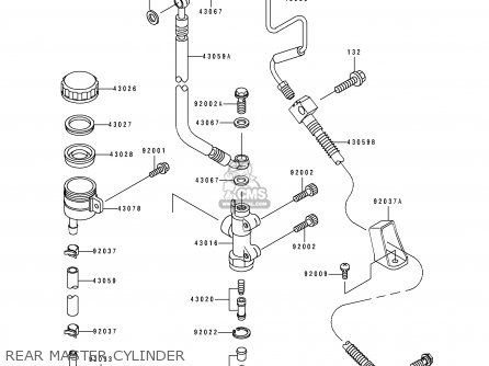 REAR MASTER CYLINDER - ZX1100F1 GPZ1100 1996 USA CALIFORNIA / ABS