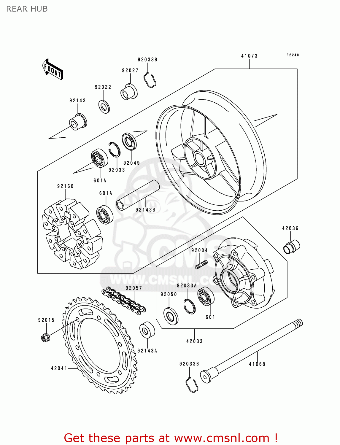 REAR HUB ZX1100G2 ZZR1100 1998 FG