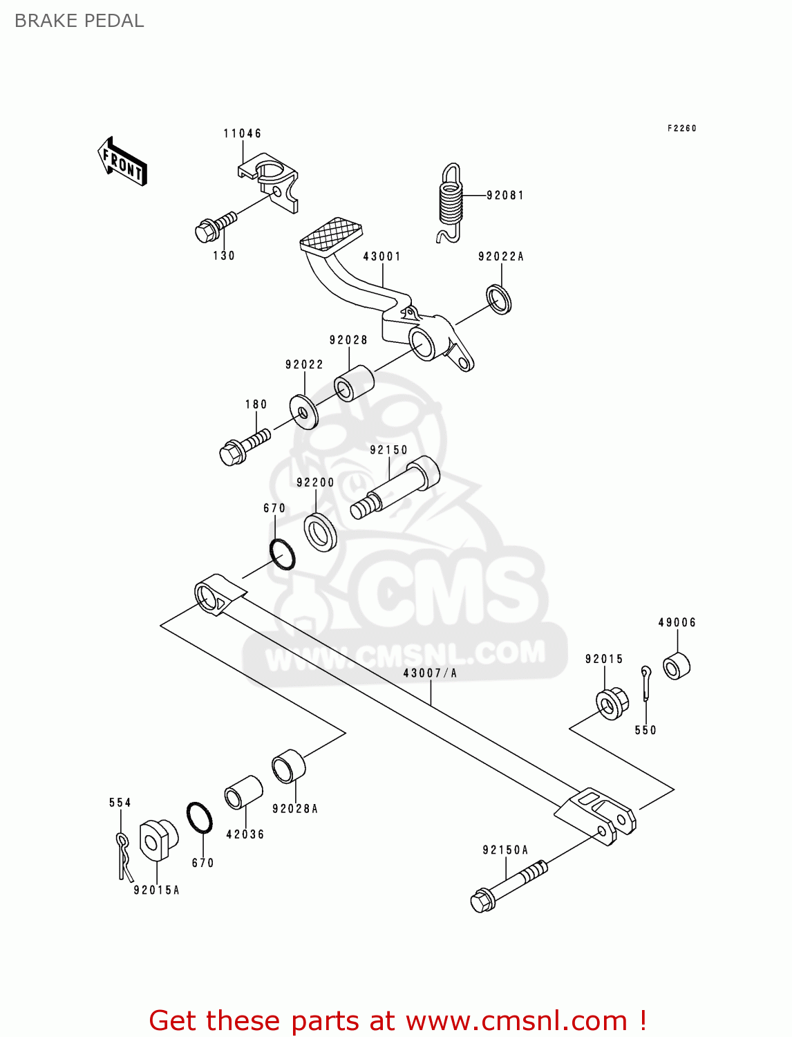 BRAKE PEDAL ZX1100G2 ZZR1100 1998 FG