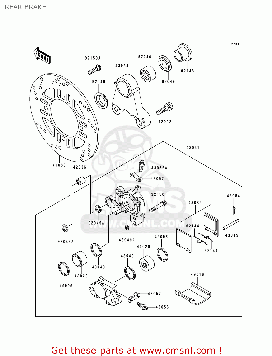 REAR BRAKE ZX1100G2 ZZR1100 1998 FG