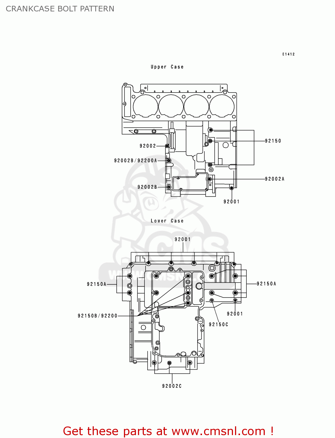 CRANKCASE BOLT PATTERN ZX1100G3 ZZR1100 1999 FG
