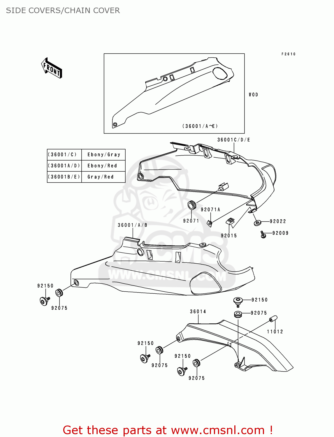SIDE COVERS/CHAIN COVER ZX1100G3 ZZR1100 1999 FG