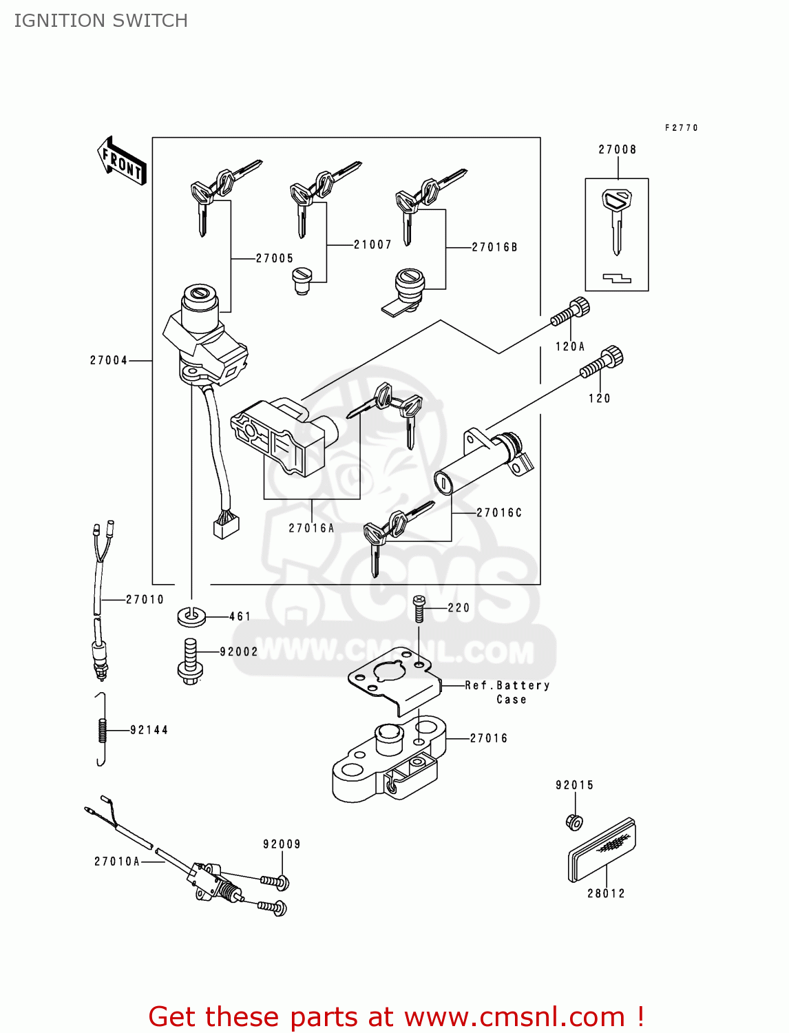 IGNITION SWITCH ZX1100G3 ZZR1100 1999 FG