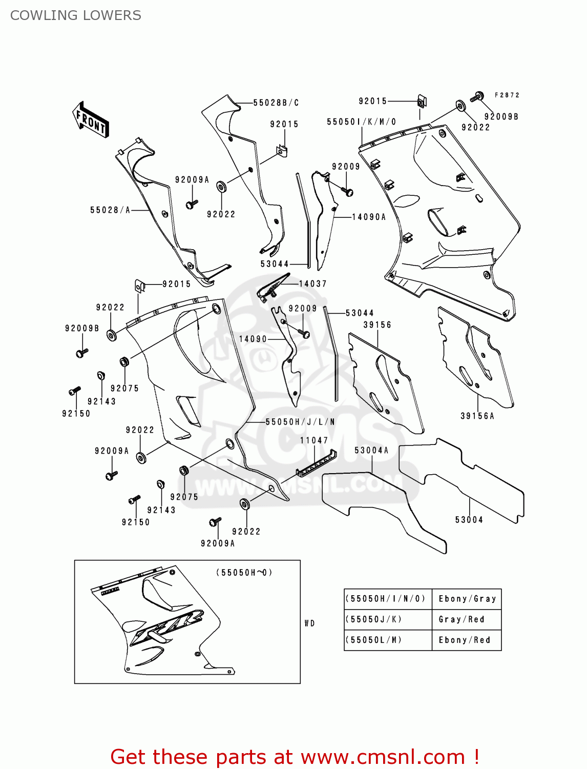 COWLING LOWERS ZX1100G3 ZZR1100 1999 FG