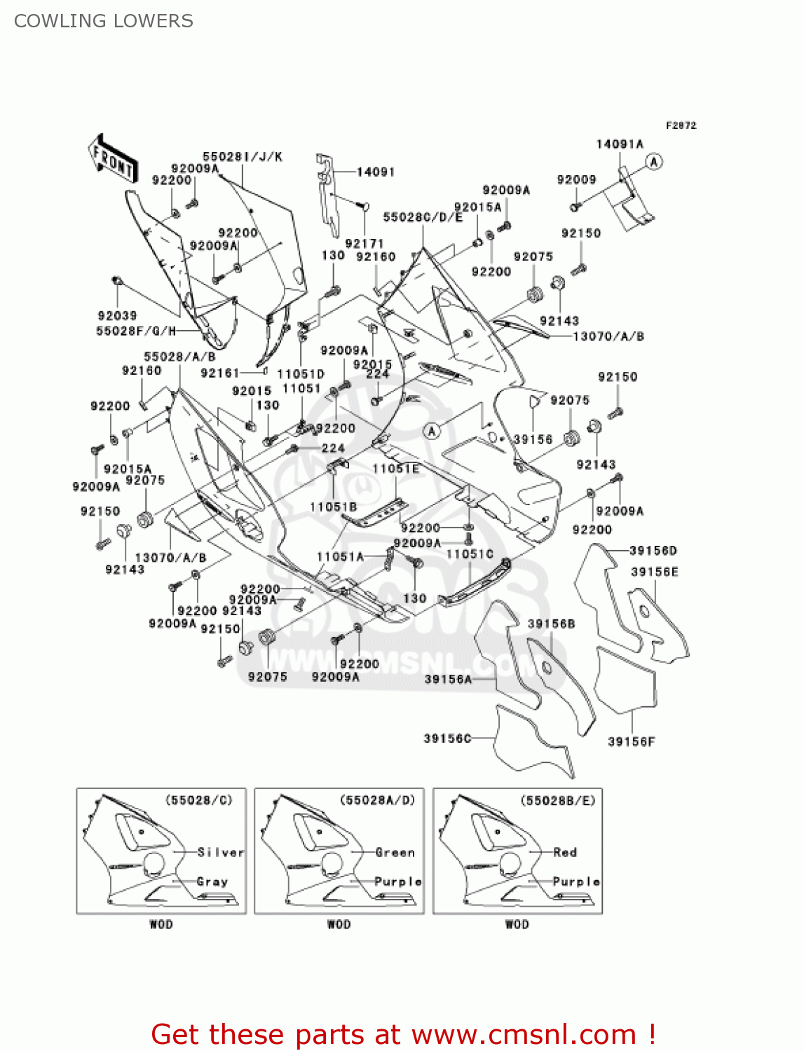 COWLING LOWERS ZX1200A1 ZX12R 2000 USA CALIFORNIA CANADA