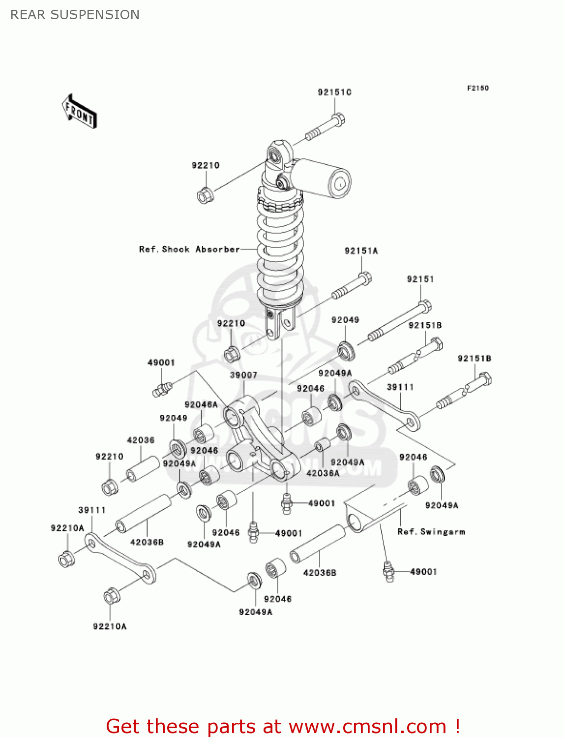 REAR SUSPENSION ZX1200A1 ZX12R 2000 USA CALIFORNIA CANADA