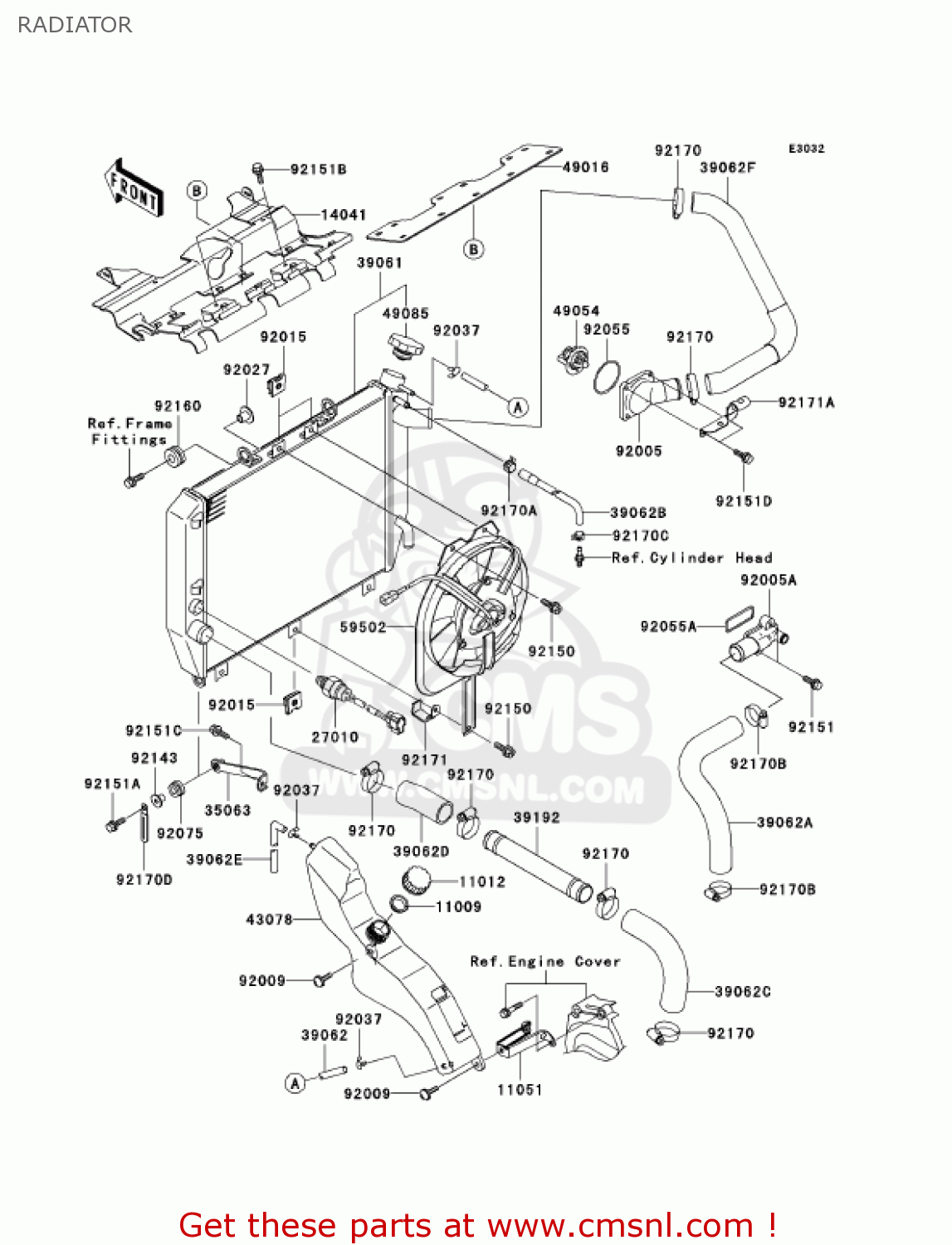 RADIATOR ZX1200A1 ZX12R 2000 USA CALIFORNIA CANADA