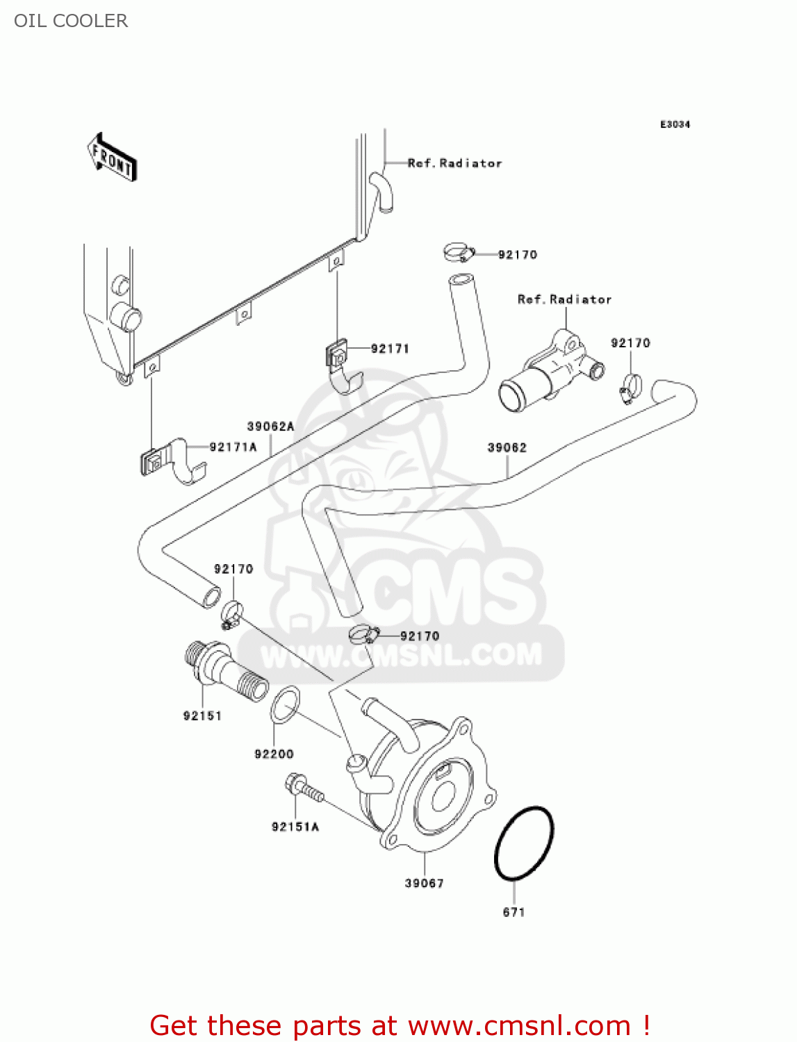 OIL COOLER ZX1200A1 ZX12R 2000 USA CALIFORNIA CANADA
