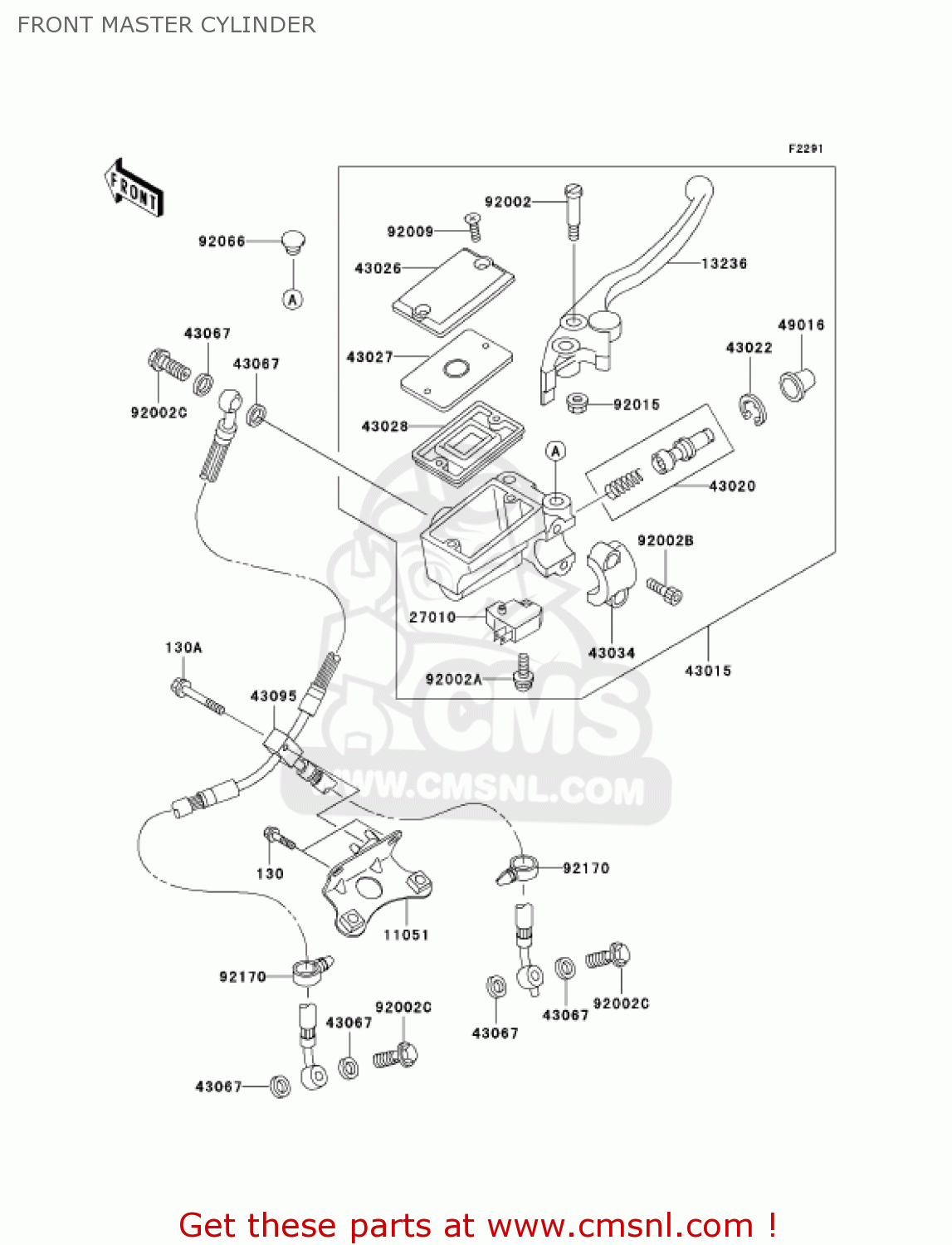 FRONT MASTER CYLINDER ZX1200A1 ZX12R 2000 USA CALIFORNIA CANADA