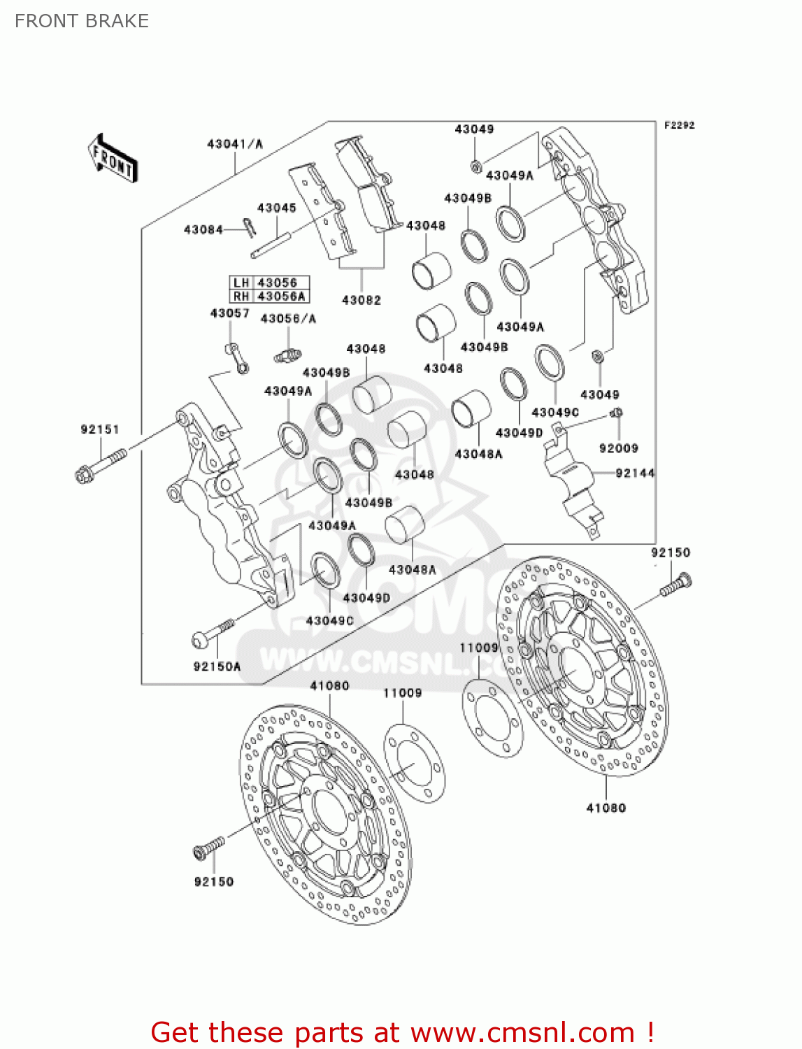 FRONT BRAKE ZX1200A1 ZX12R 2000 USA CALIFORNIA CANADA