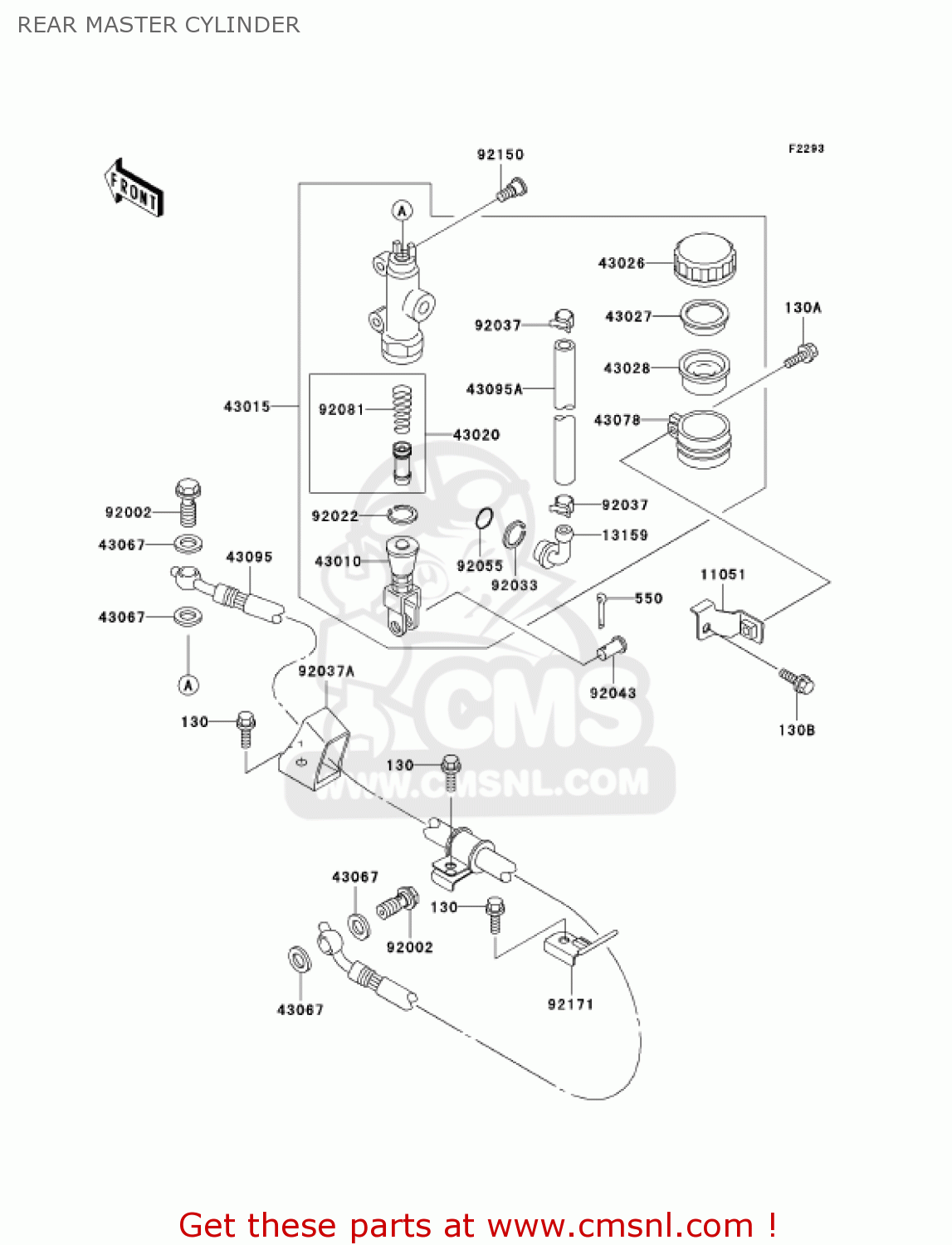 REAR MASTER CYLINDER ZX1200A1 ZX12R 2000 USA CALIFORNIA CANADA