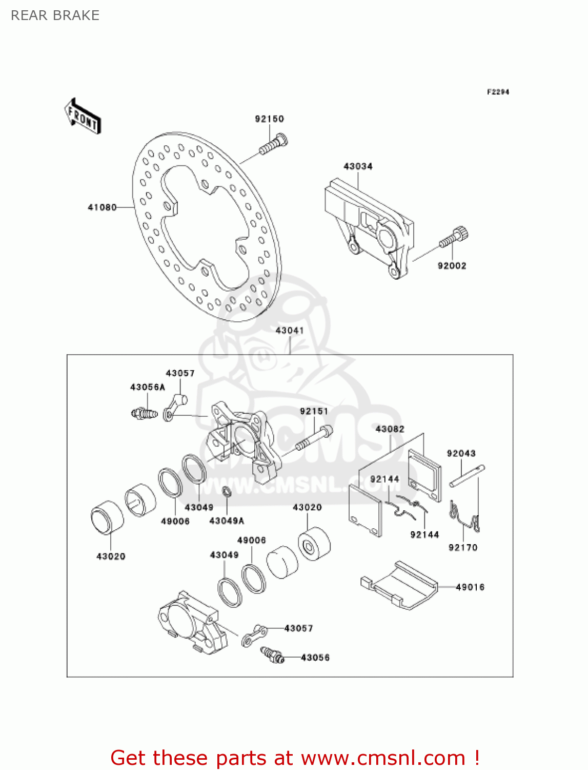 REAR BRAKE ZX1200A1 ZX12R 2000 USA CALIFORNIA CANADA