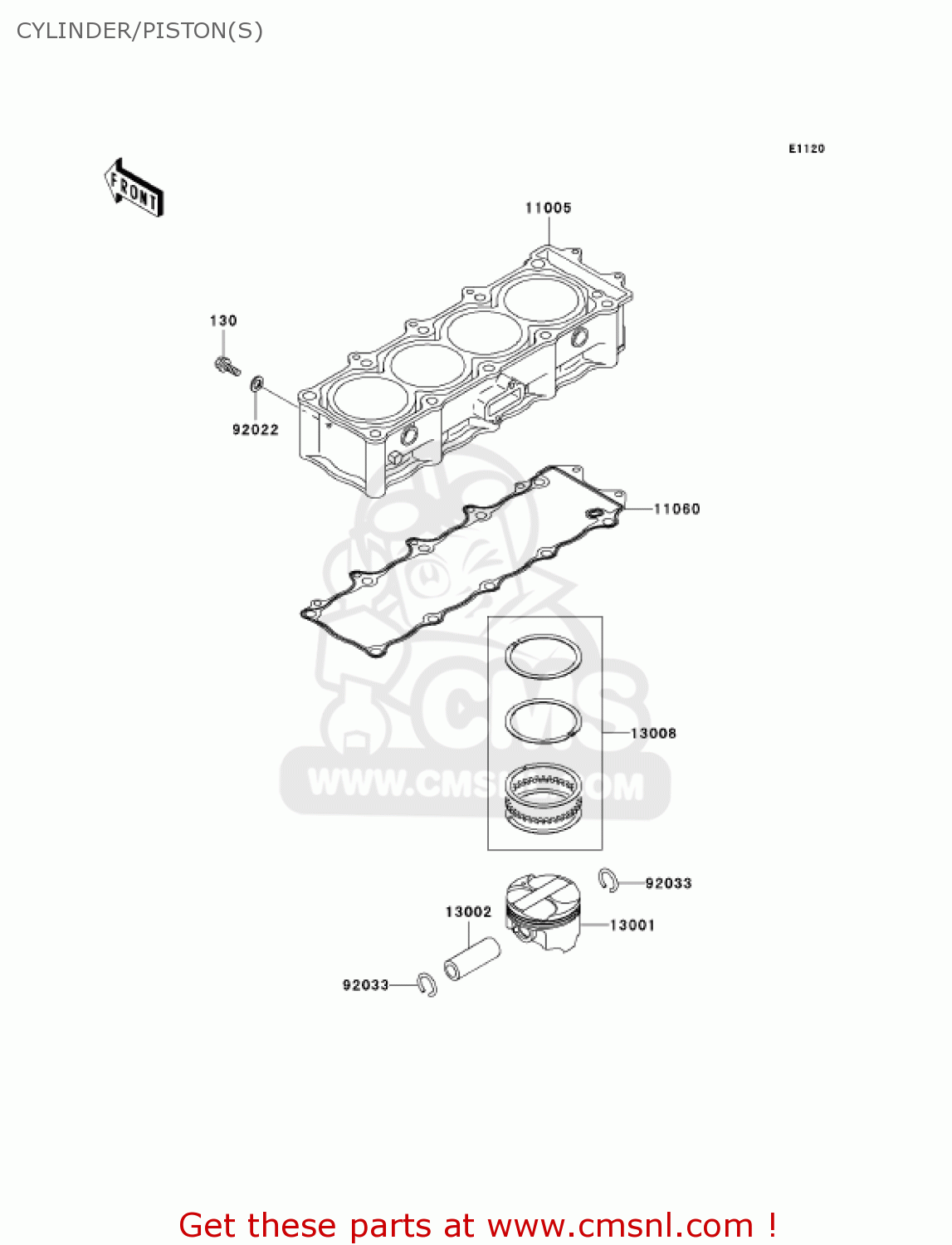 CYLINDER/PISTON(S) ZX1200A1 ZX12R 2000 USA CALIFORNIA CANADA